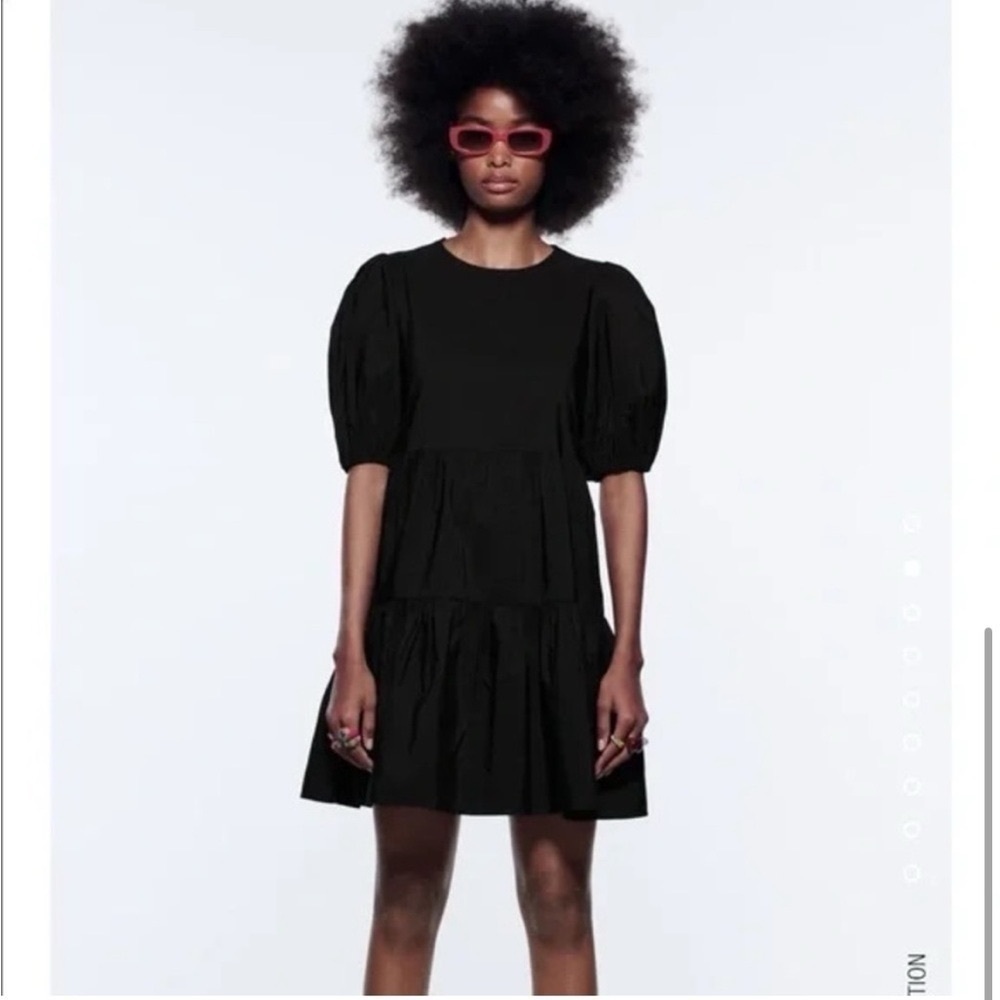 Zara Black Puff Sleeve Mini Dress